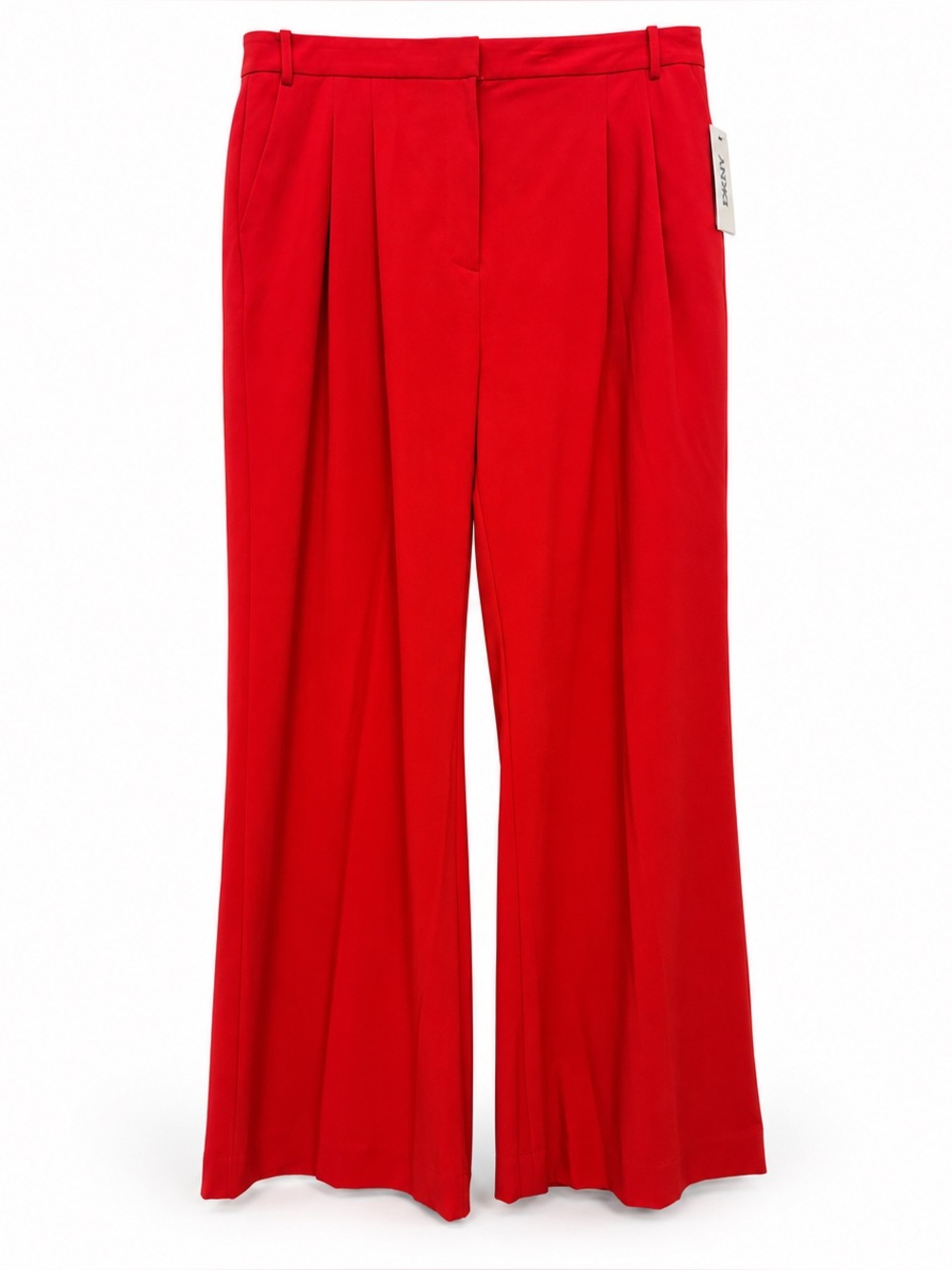 DKNY Mercer Red Double Pleated Wide Leg Dress Pants